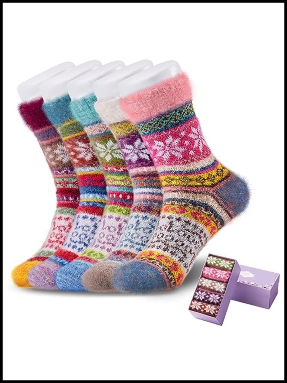 Wool Cotton Fuzzy Slipper Socks Winter Warm Cozy Gift Women